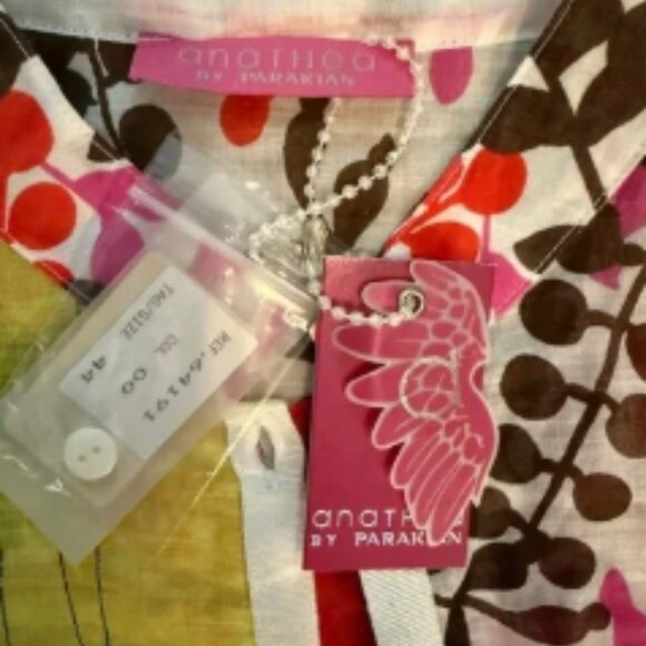 Anathea By PARAKIAN Colorful Button-Up Shirt 100% RAMIE SZ 44 made in Italy - Picture 7 of 10